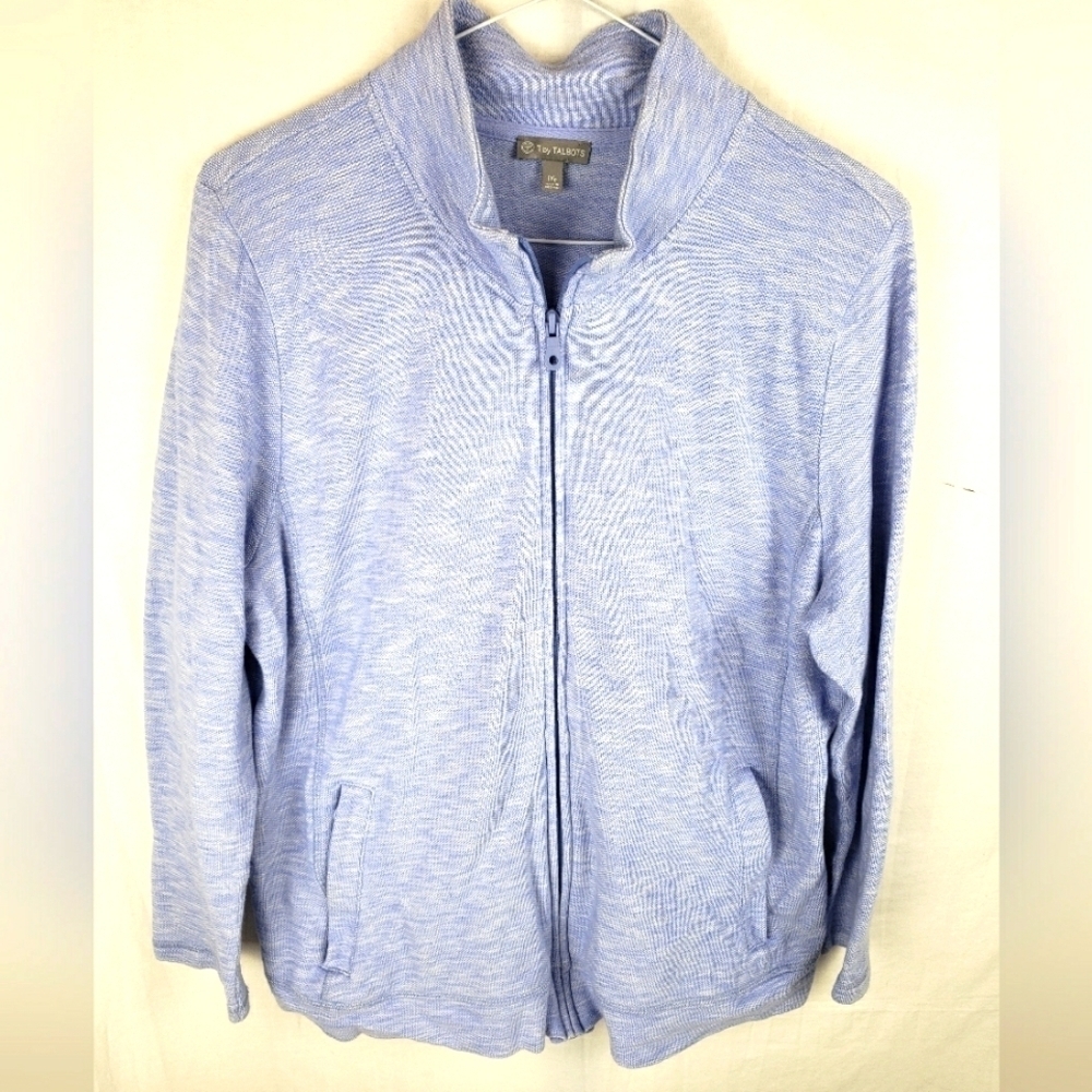 T by Talbot's Blue Long Sleeve Full Zip Lightweight Jacket Sz 1XP